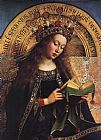 Jan Van Eyck Famous Paintings - The Ghent Altarpiece Virgin Mary [detail]